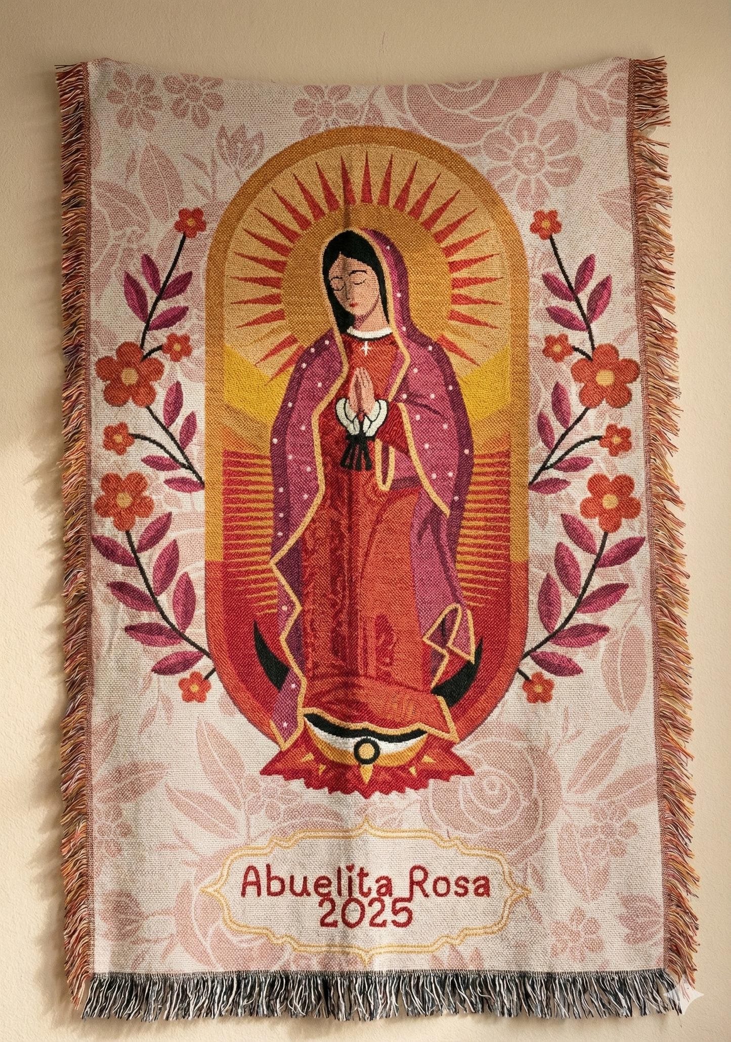 Our Lady of Guadalupe Woven Blanket — Religious Decorative Throw