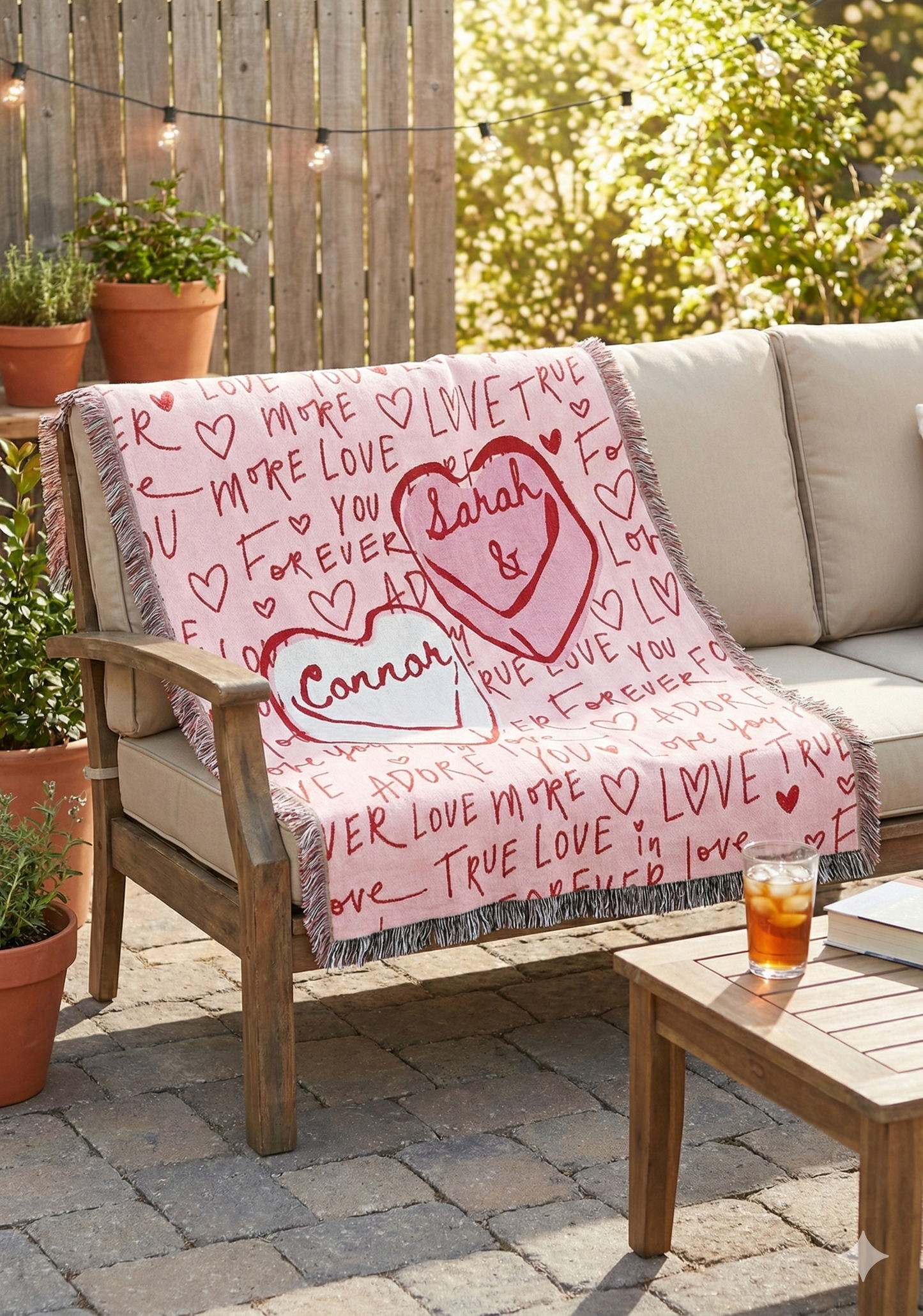 Candy Hearts Woven Throw