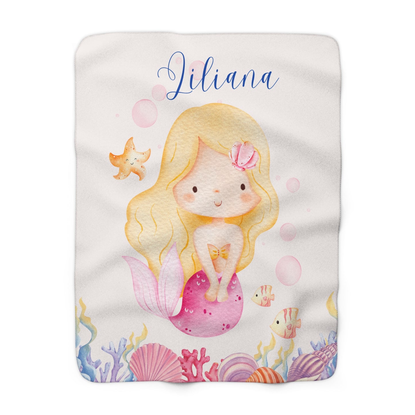 Mermaid Sherpa Fleece Blanket — Cute Underwater Nursery Throw