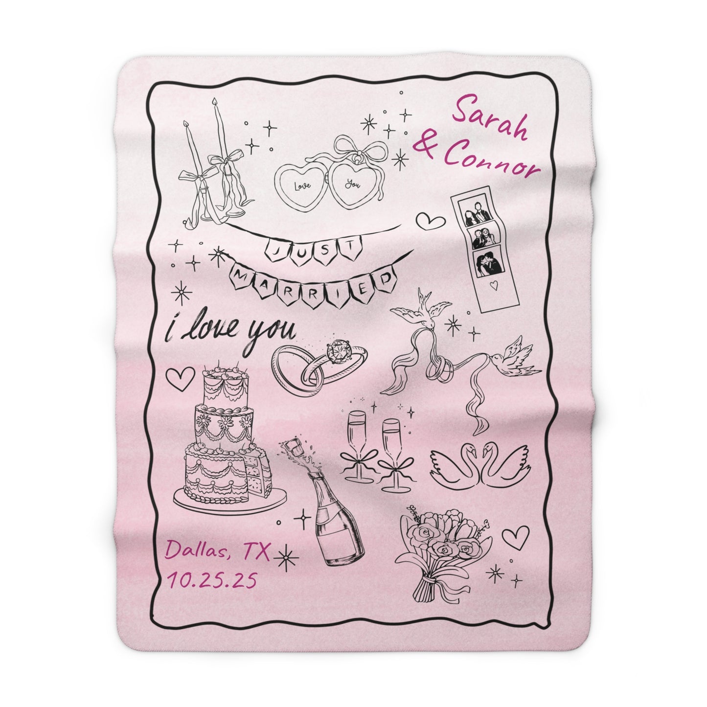 Personalized Sherpa Fleece Blanket - Custom Couple's Gift, Soft Throw Blanket for Weddings, Anniversaries, Home Decor, Engagements