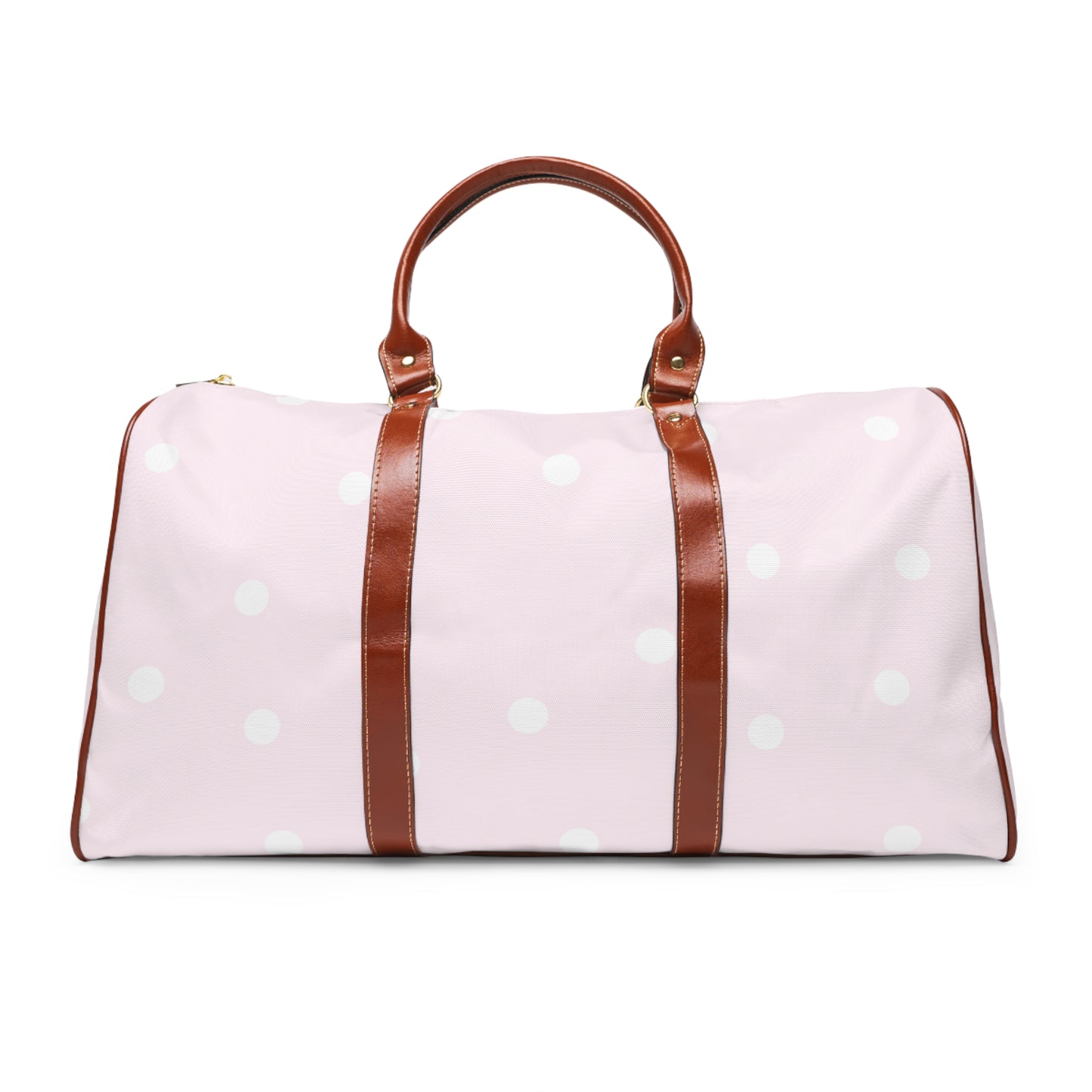 Personalized Pink Polka Dot Duffle Bag — Waterproof Travel Bag with Name