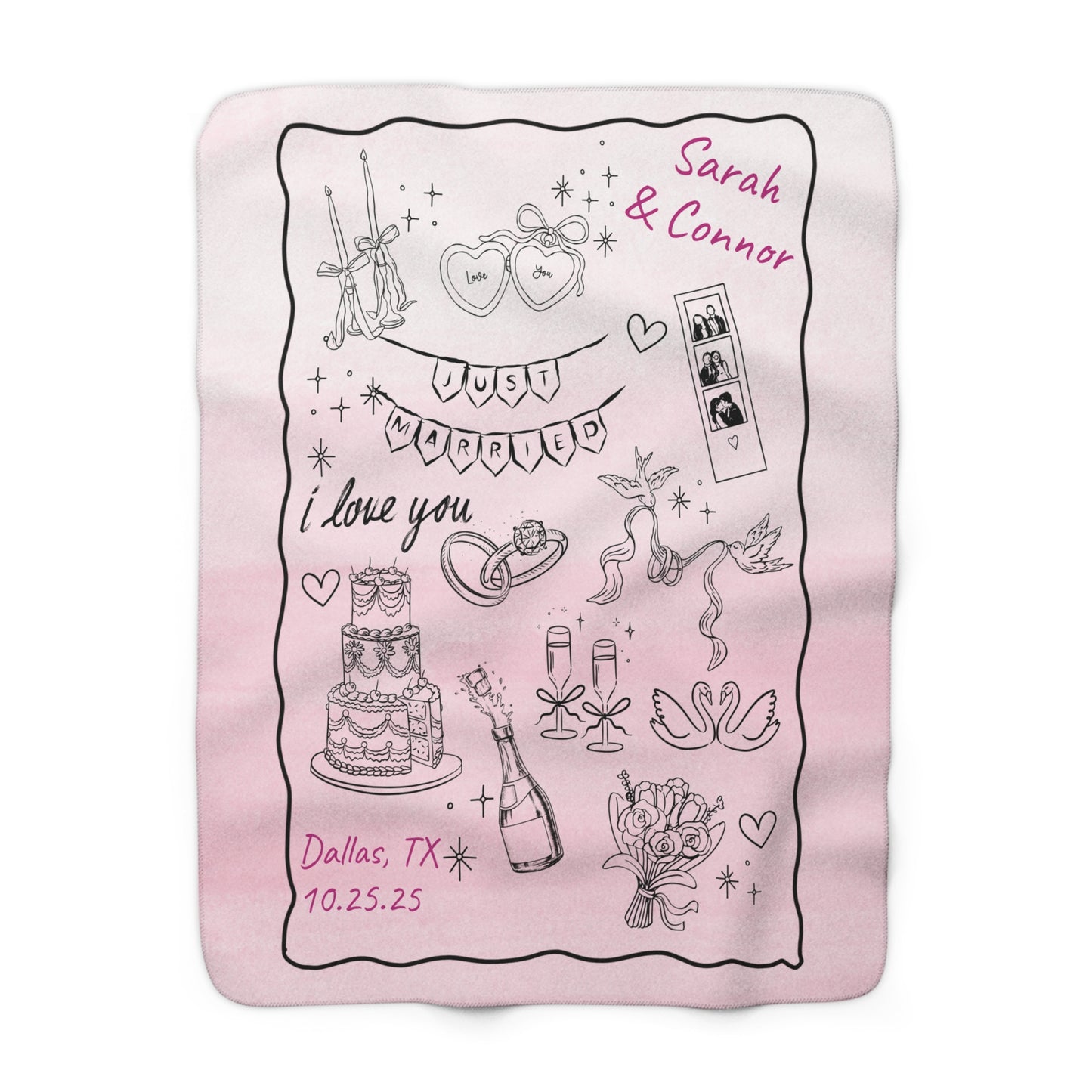 Personalized Sherpa Fleece Blanket - Custom Couple's Gift, Soft Throw Blanket for Weddings, Anniversaries, Home Decor, Engagements
