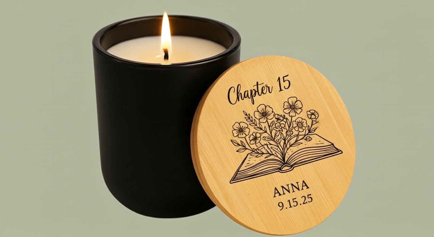 Engraved "Chapter 15" Personalized Soy Candle — 14oz Scented Memorial Gift