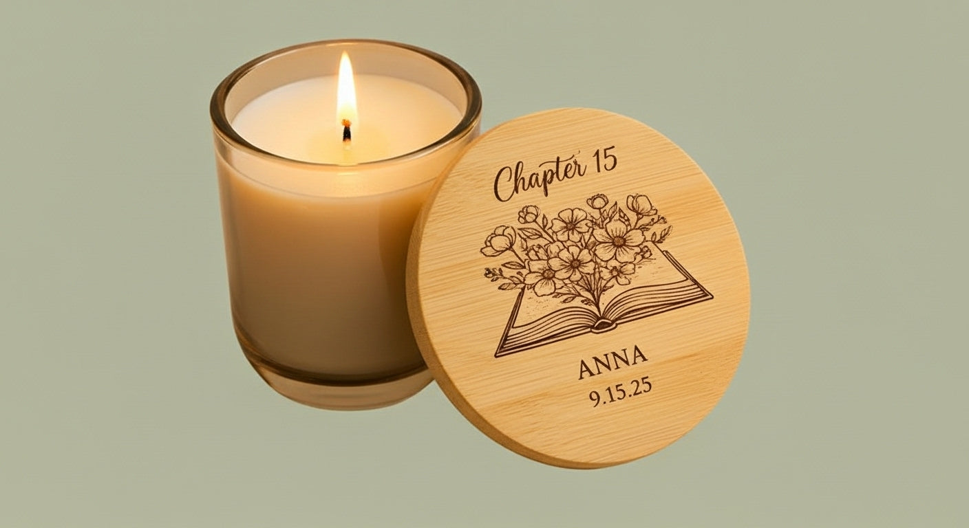 Engraved "Chapter 15" Personalized Soy Candle — 14oz Scented Memorial Gift