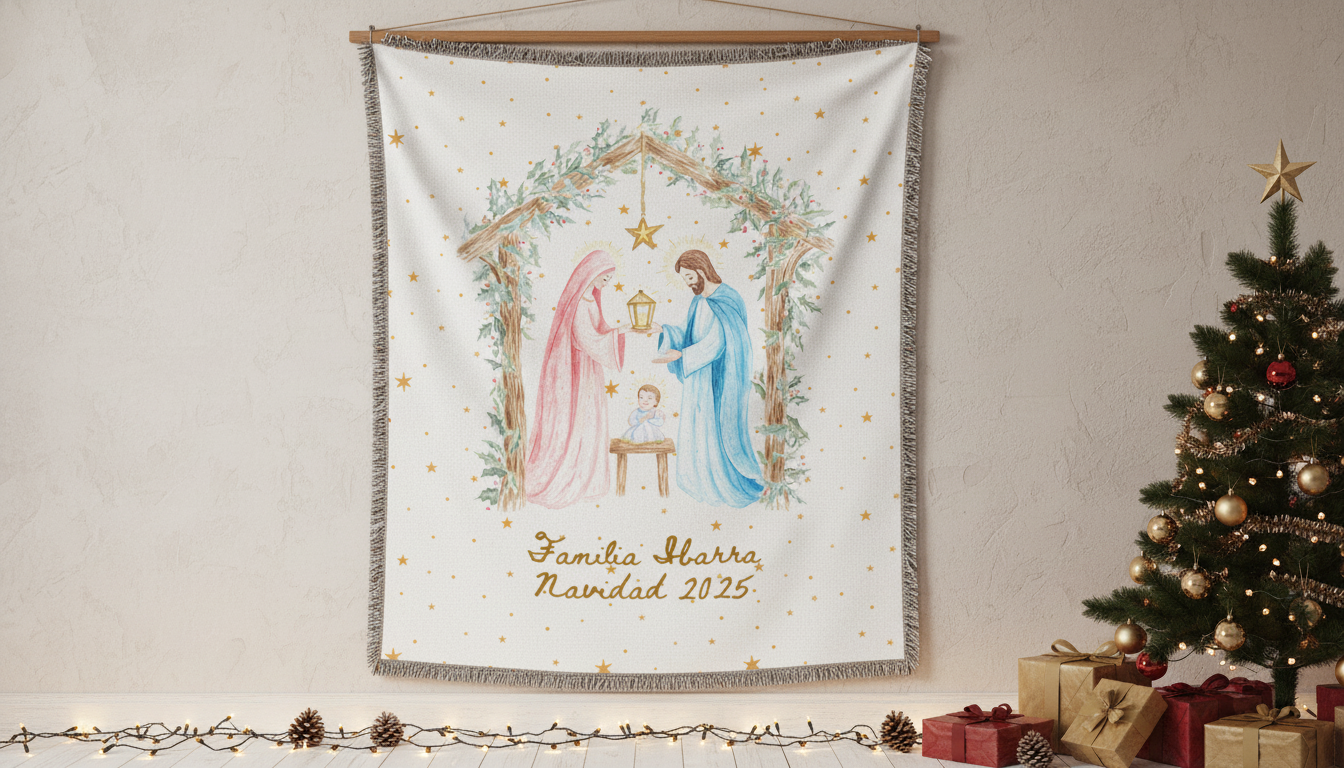 Nativity Woven Throw Blanket — Christmas Decor