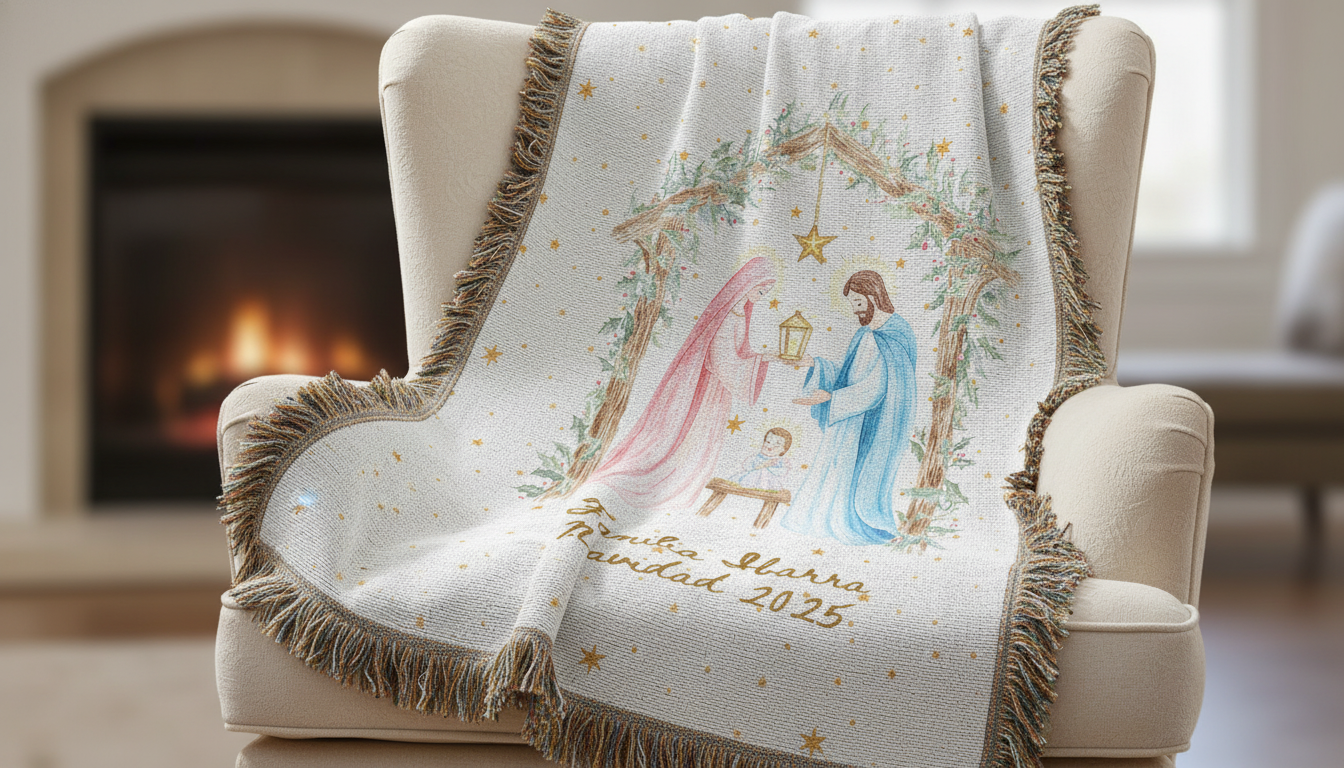 Nativity Woven Throw Blanket — Christmas Decor