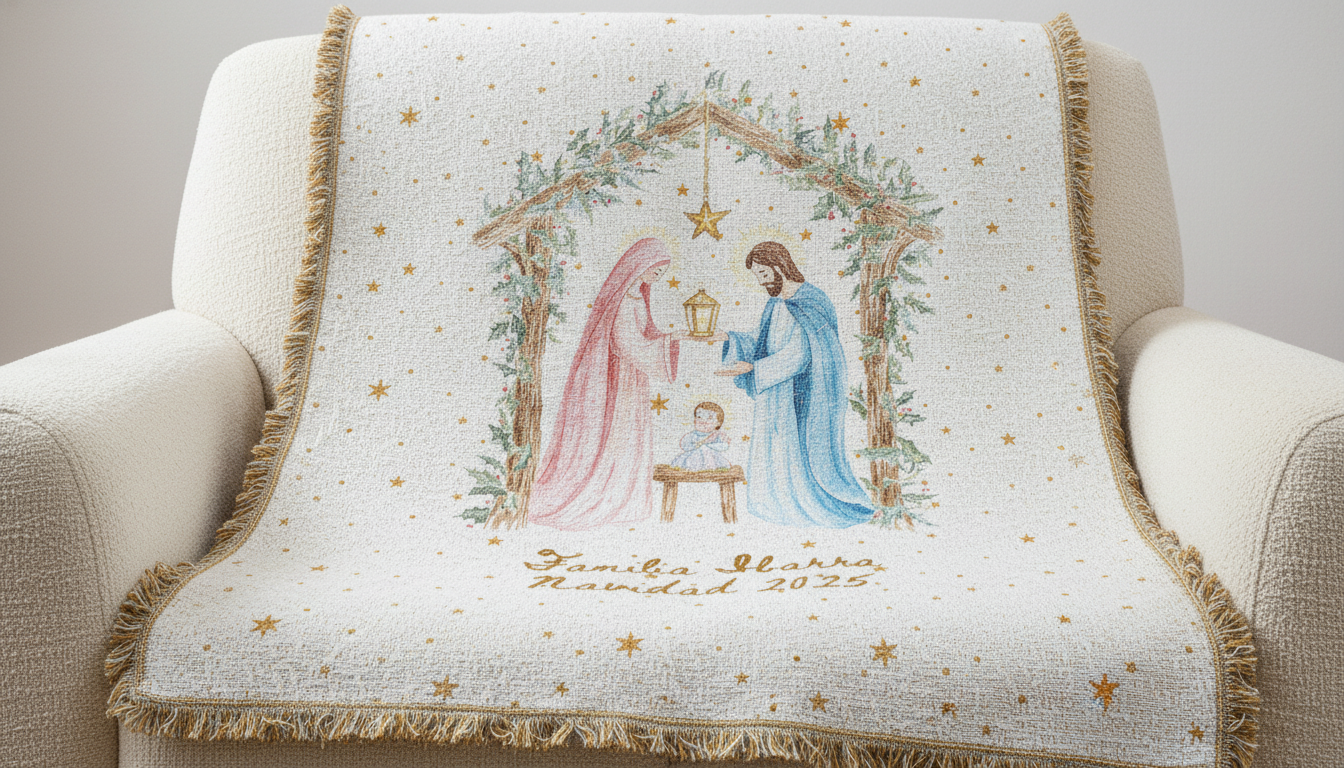 Nativity Woven Throw Blanket — Christmas Decor