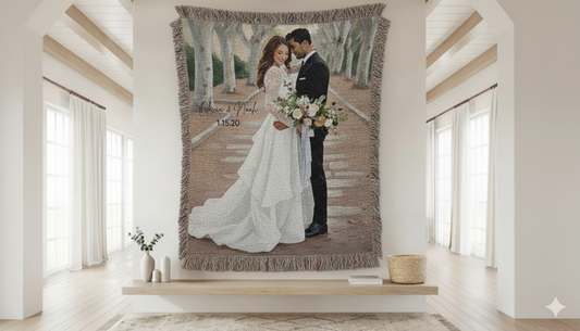Wedding Photo Woven Blanket — Personalized Bridal Keepsake Throw