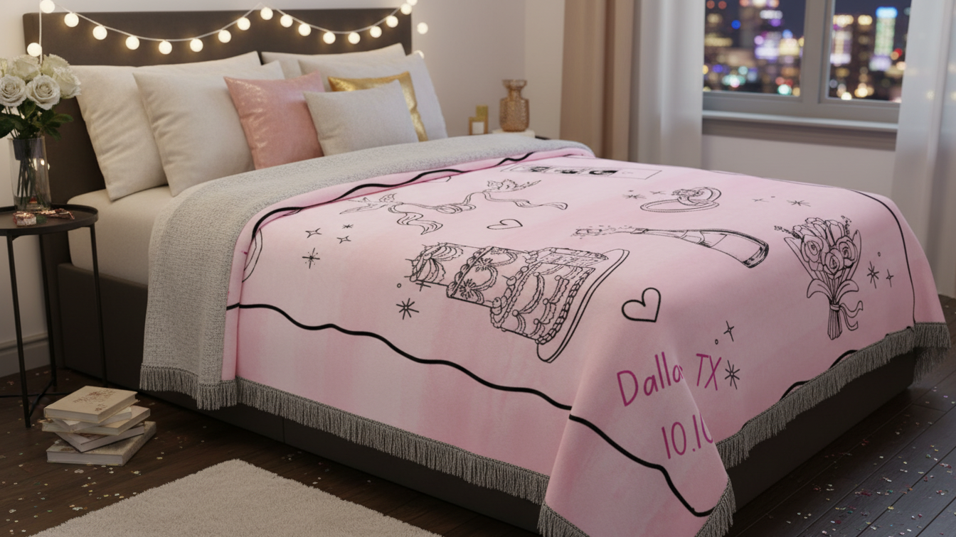 Pastel Wedding Woven Blanket — Cute Desserts & Hearts Throw