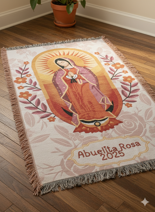 Our Lady of Guadalupe Woven Blanket — Religious Decorative Throw