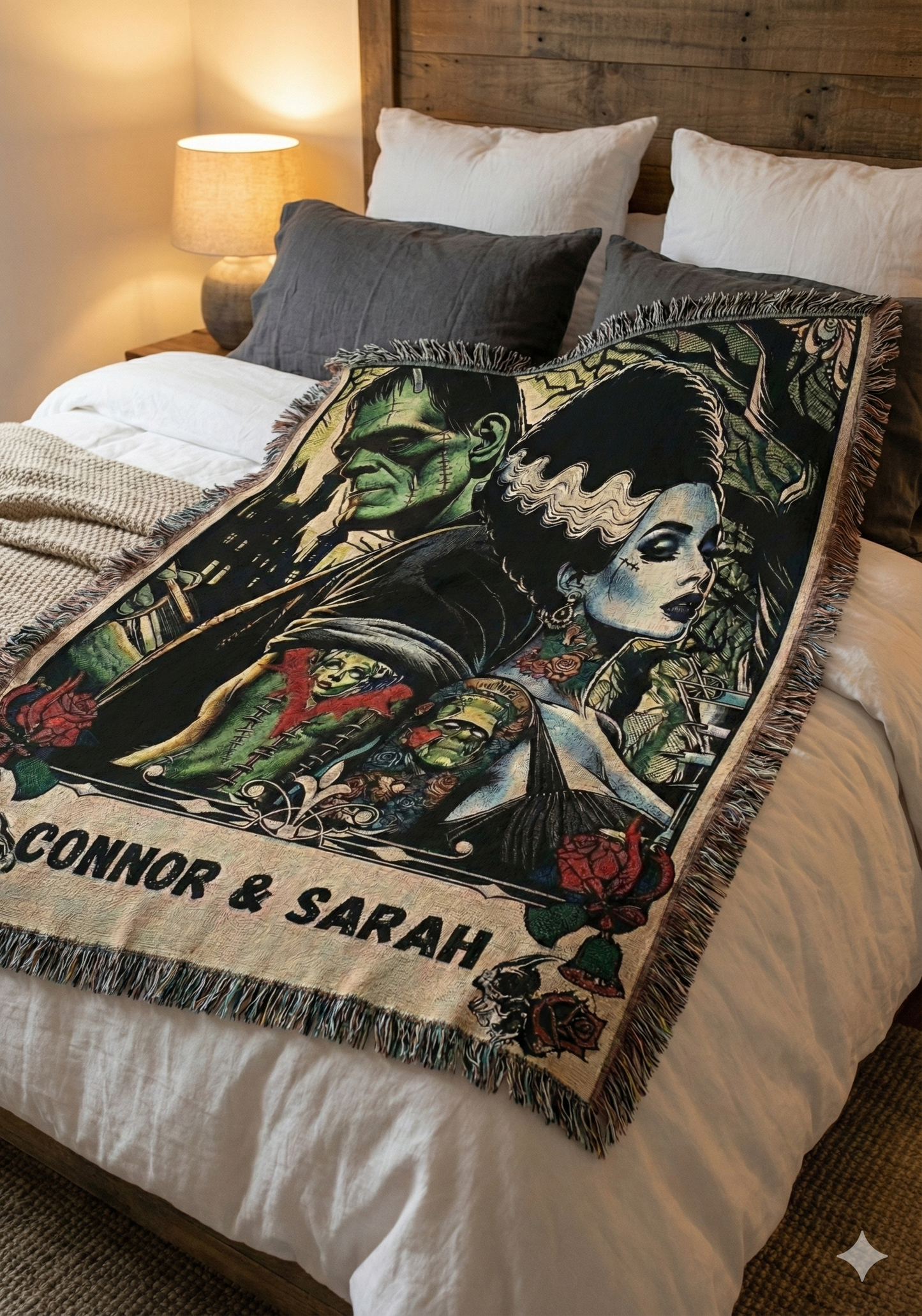 Gothic Bride Woven Blanket – Personalized Victorian Monster Art Throw