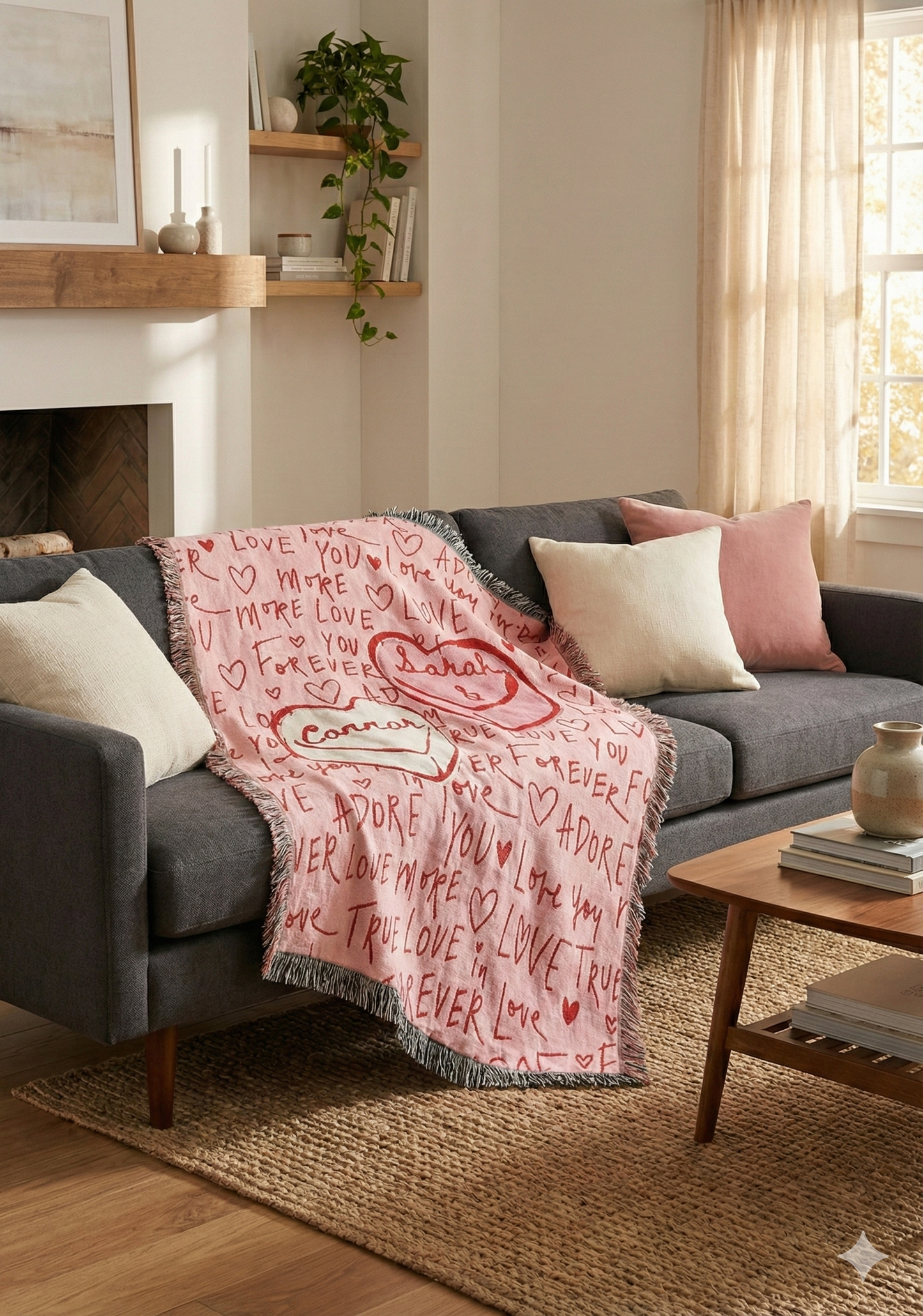 Candy Hearts Woven Throw