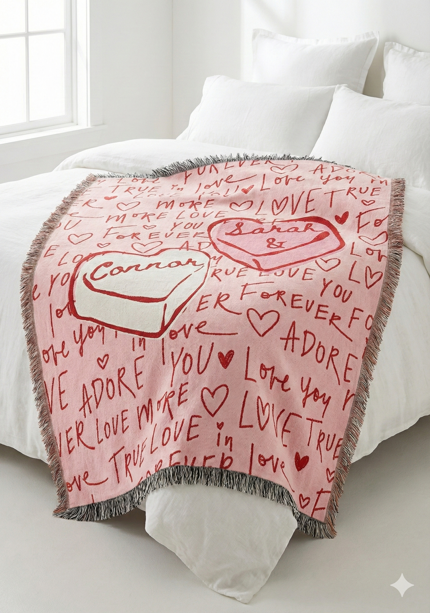 Candy Hearts Woven Throw