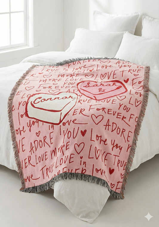 Candy Hearts Woven Throw
