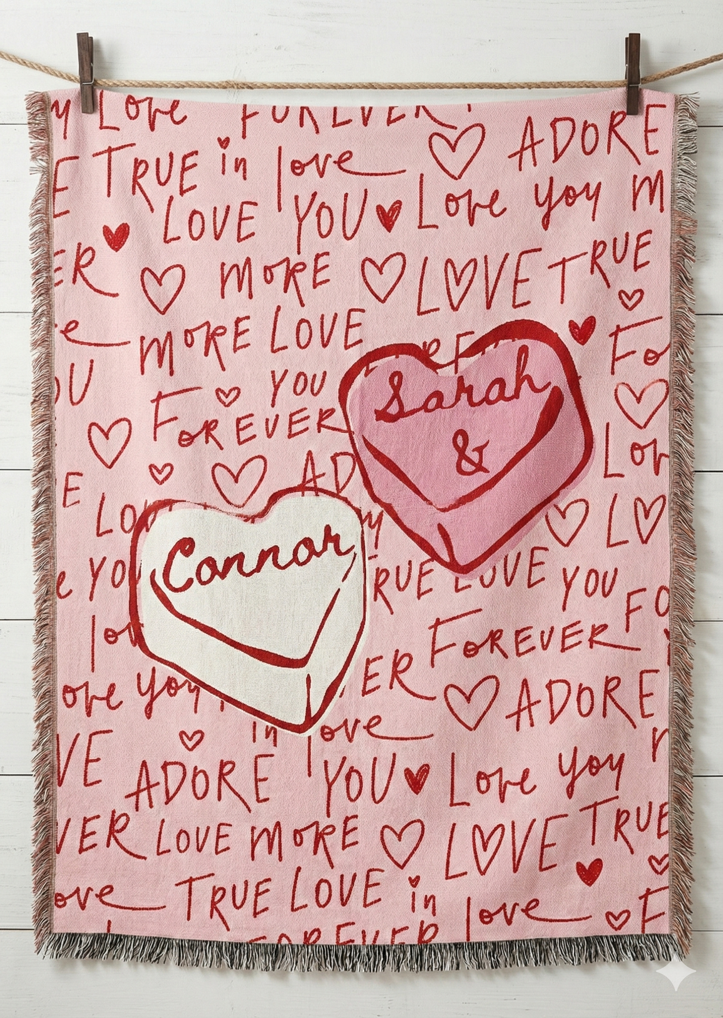 Candy Hearts Woven Throw