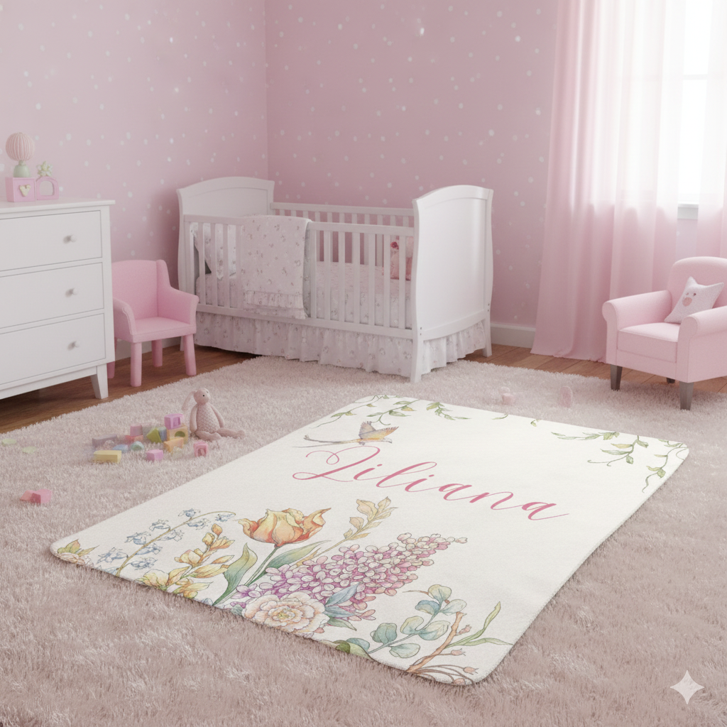 Personalized Floral Sherpa Blanket Lilac Garden Throw