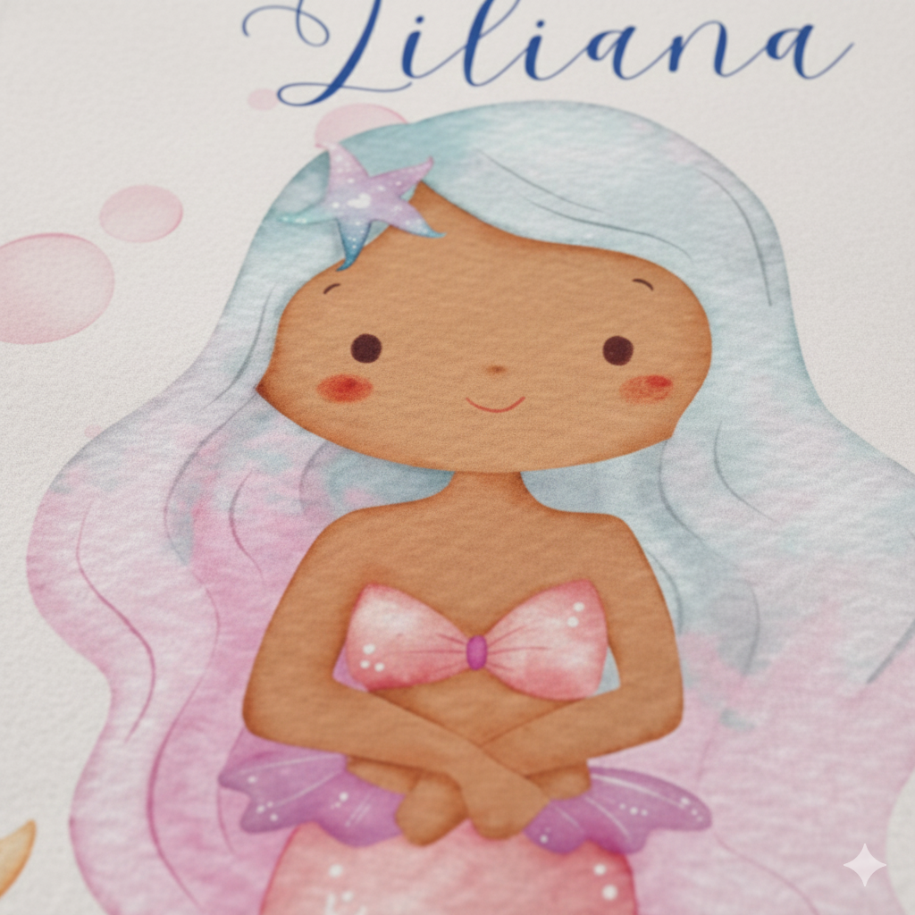 Mermaid Sherpa Blanket – Custom Name Cozy Fleece for Girls, Nautical Nursery Gift