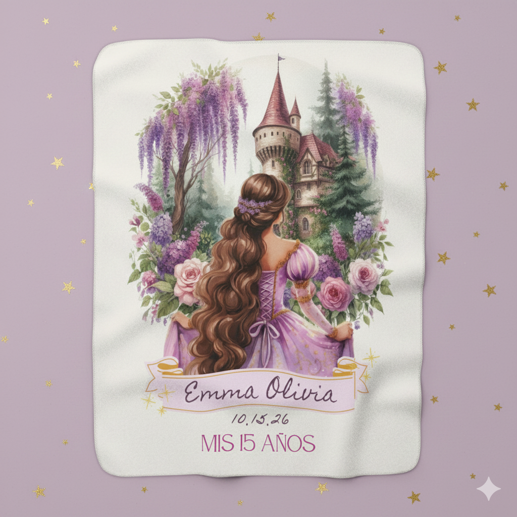 Quinceañera Purple Princess Fairy Tale Sherpa Blanket