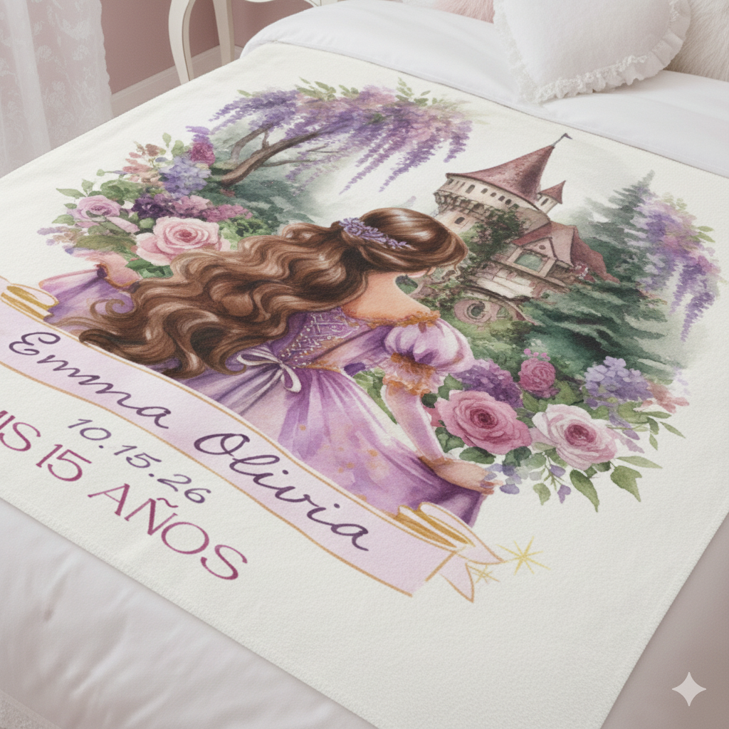Quinceañera Purple Princess Fairy Tale Sherpa Blanket