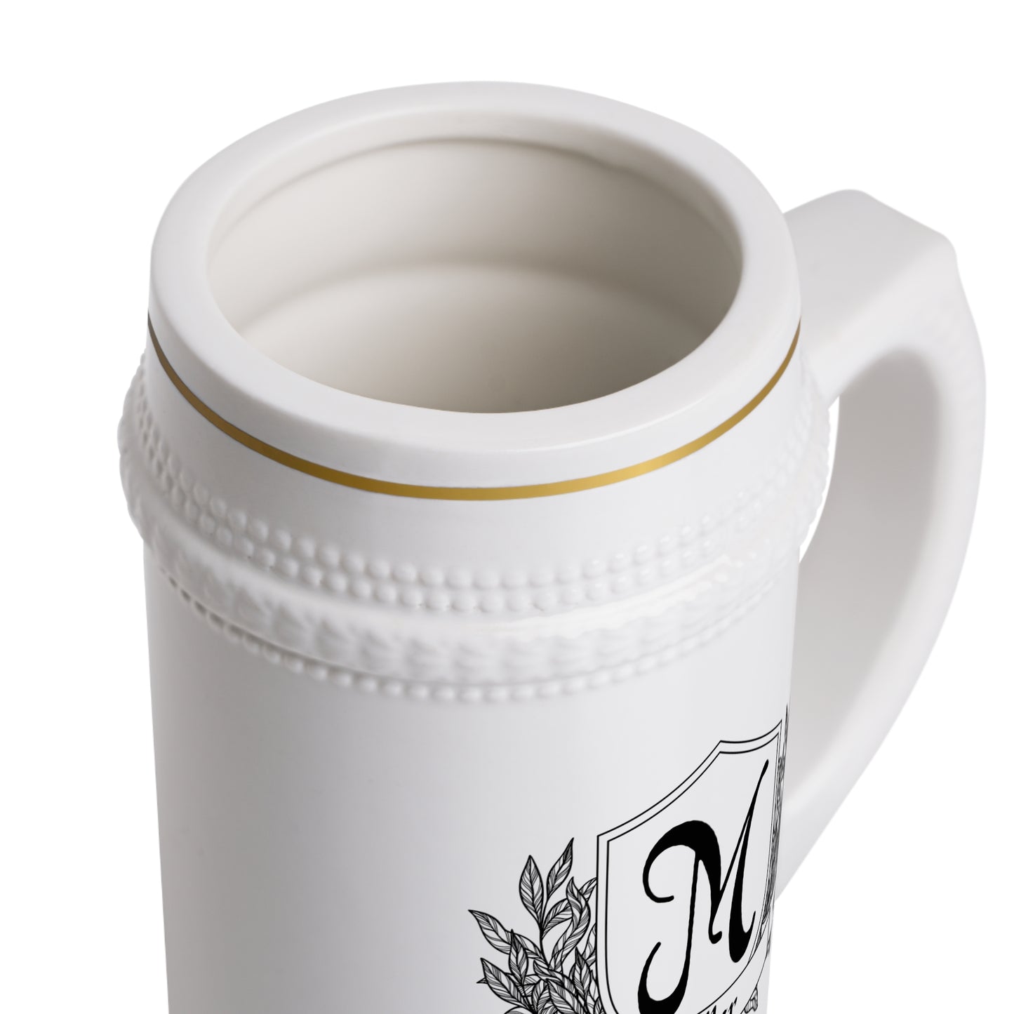 Beer Stein Mug - Anniversary Cheers to 15 Years Ceramic, Personalized Monogram 'Miller' Design