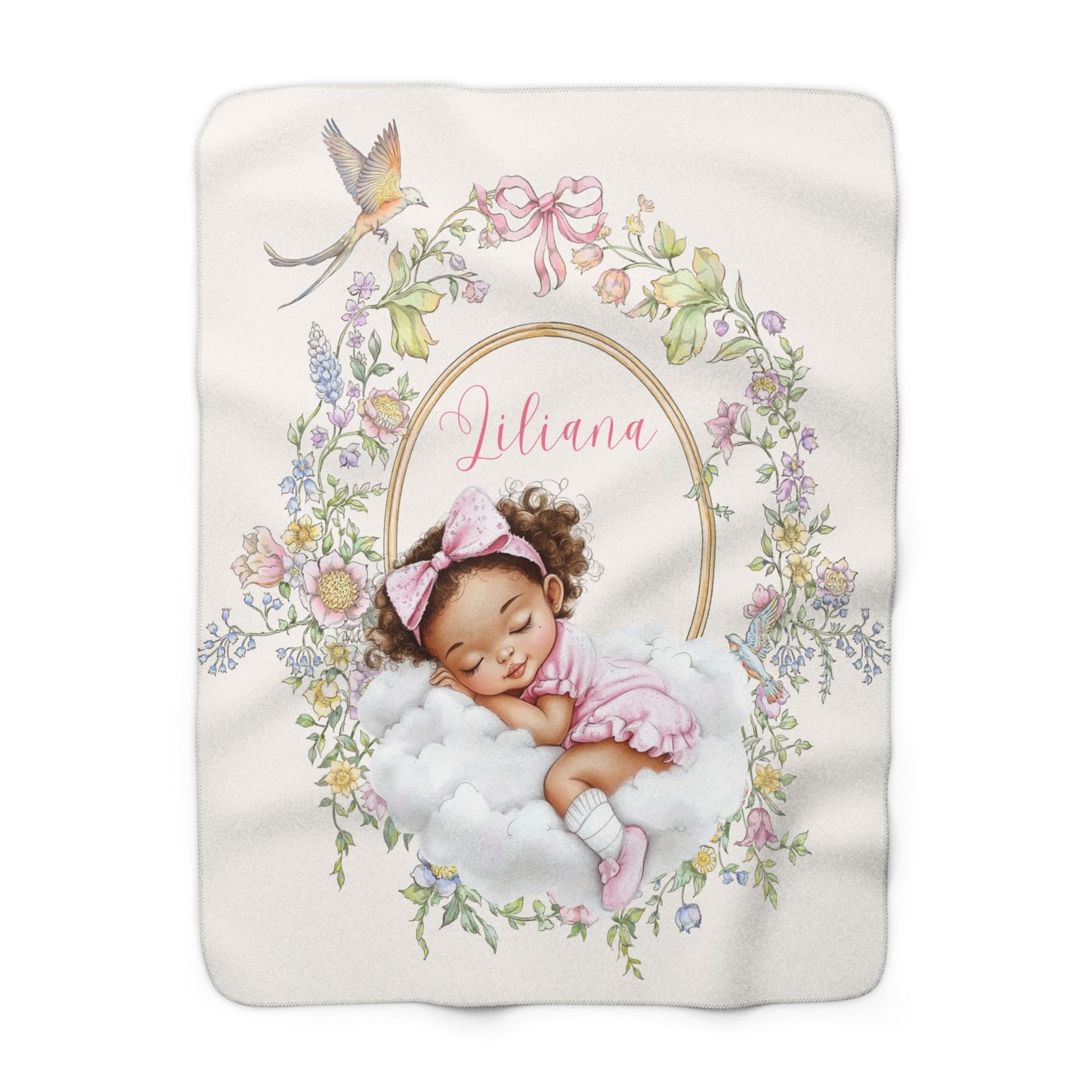 Personalized Floral Garden Baby Blanket – Custom Name Watercolor Wildflower Nursery Throw