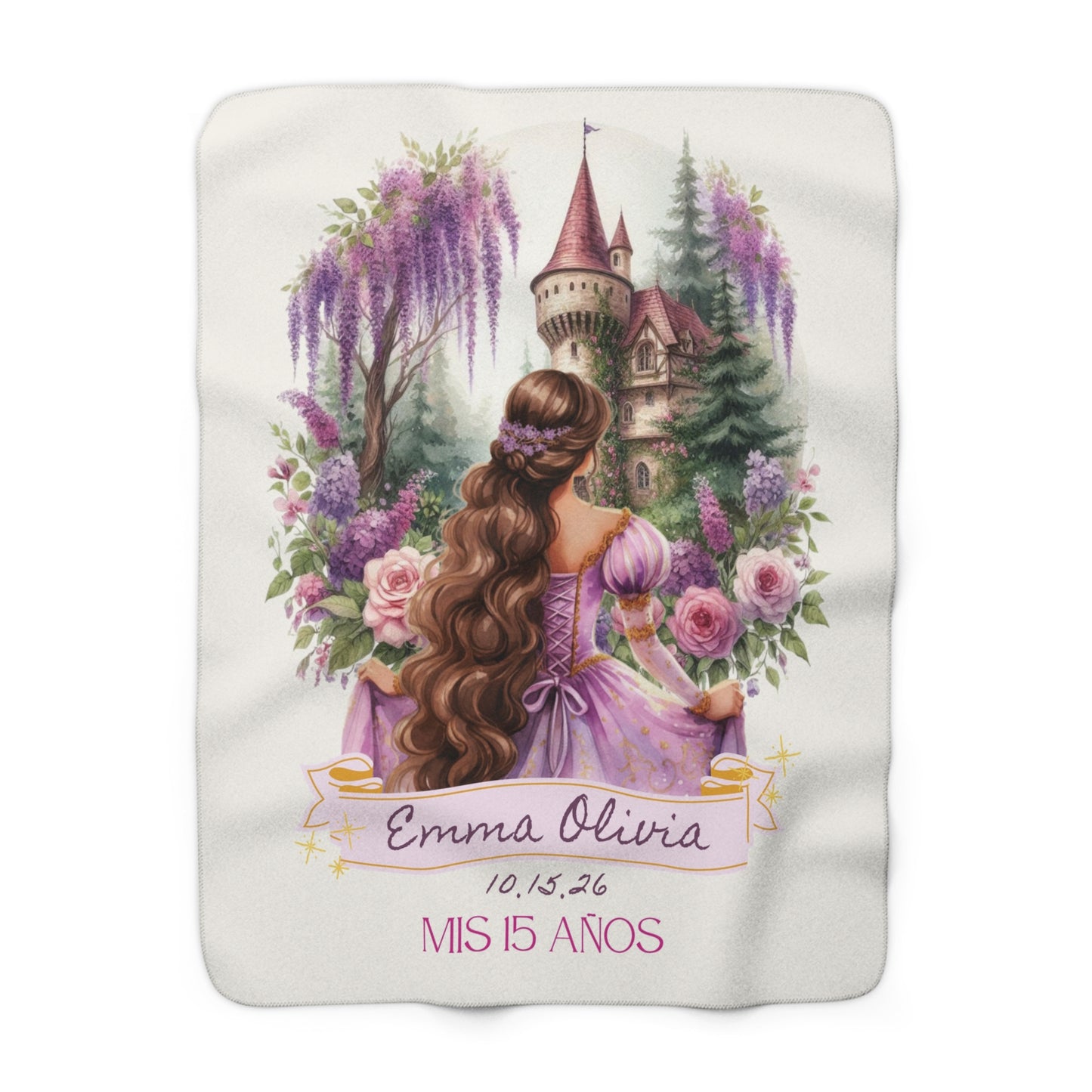 Quinceañera Purple Princess Fairy Tale Sherpa Blanket