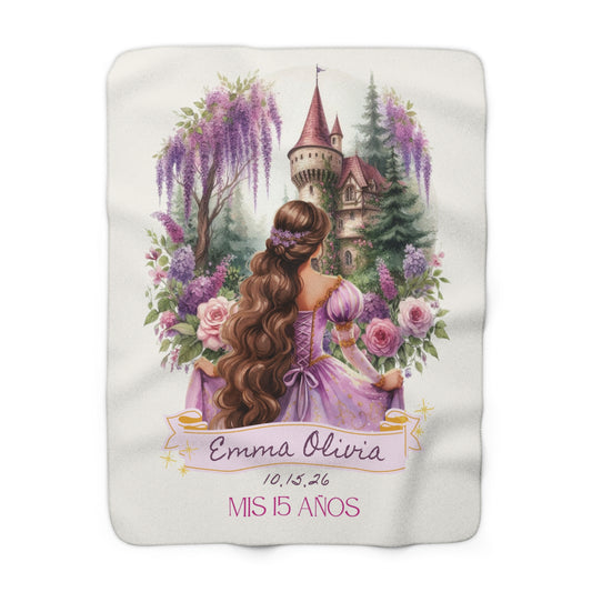 Quinceañera Purple Princess Fairy Tale Sherpa Blanket