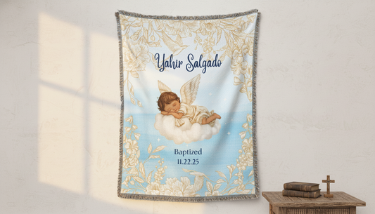 Baptism Angel Woven Blanket